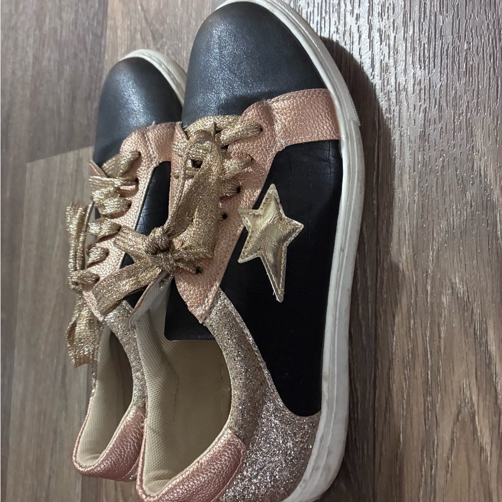 Stylish Black and Gold Sneakers